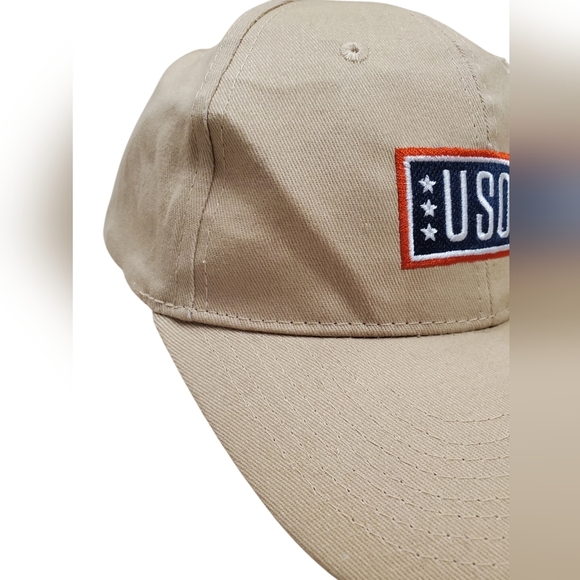 USO Support Our Heroes Slideback Hat Tan OS Adjustable Embroidered Cotton - Picture 10 of 10